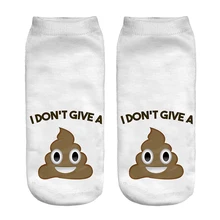 Free Shipping Hot Sale 3D Socks Letter with Cute Poo Pattern White Color Cozy Socks Thin