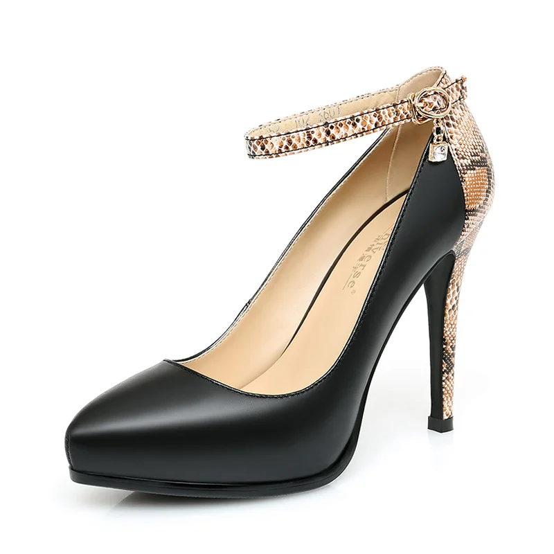 black snakeskin high heels