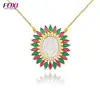 Colorful marquise gemstone setting 18k gold plating mother mary pendant necklace