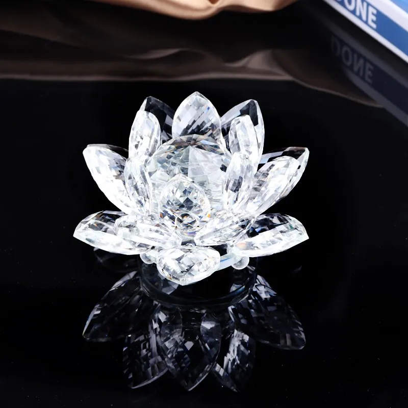 Crystal Lotus Flower Ornament Crystocraft Home Wedding Table Decor Colorful 
