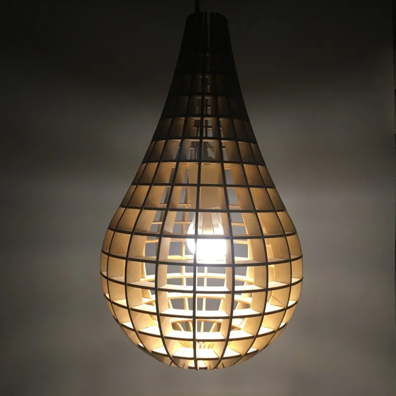 Wood Lampshade With Lightbulb Light Cage Laser Cut Pendant Diy Lightbulb Shape Lamp Cover Shades Modern Decorative Chandelier Buy Lampshade Wood