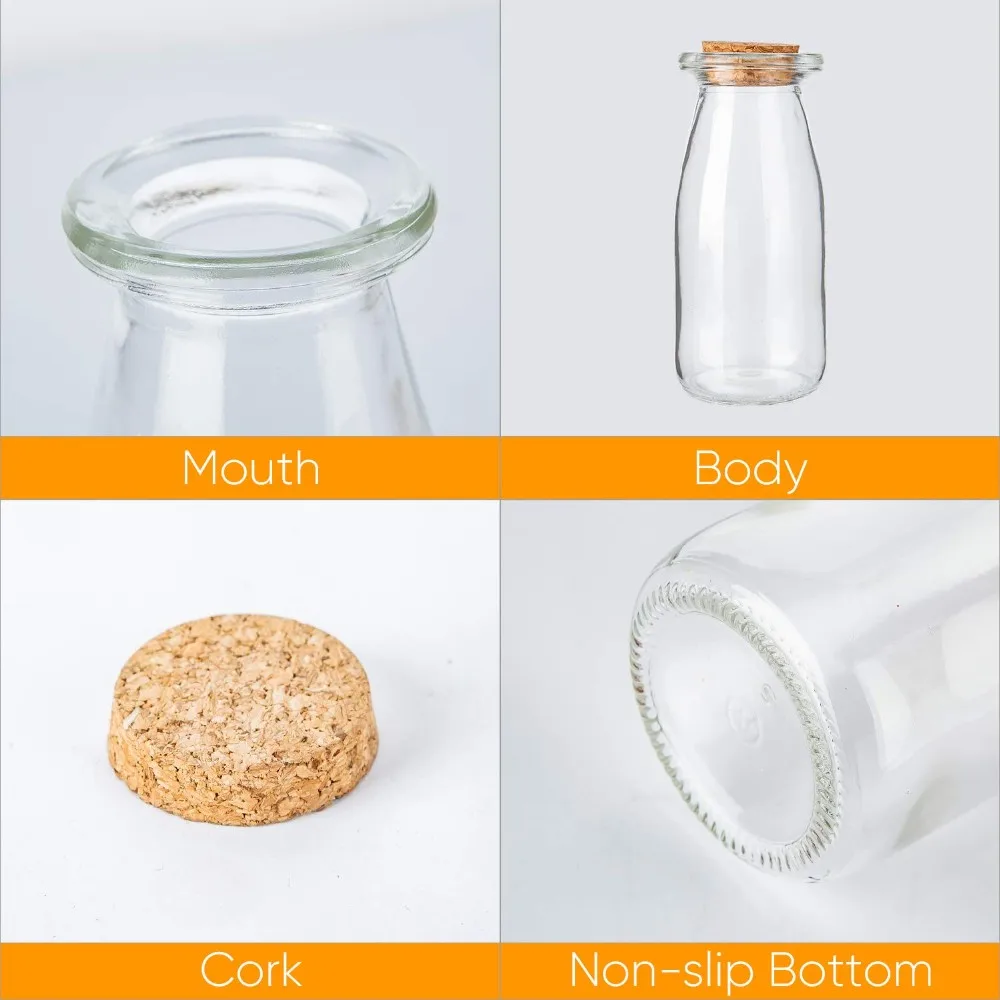 200ml 7oz Clear Glass Favor Jar With Cork Lids Pudding Jars With Cork