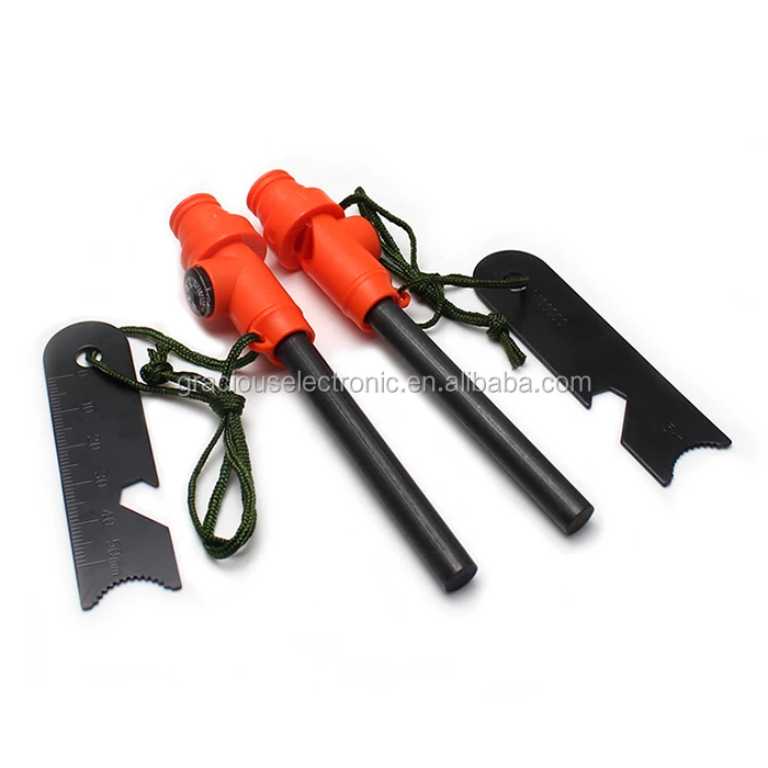 Edc Survival Gear Compass Fire Starter Flint With Camping Whistle Buy