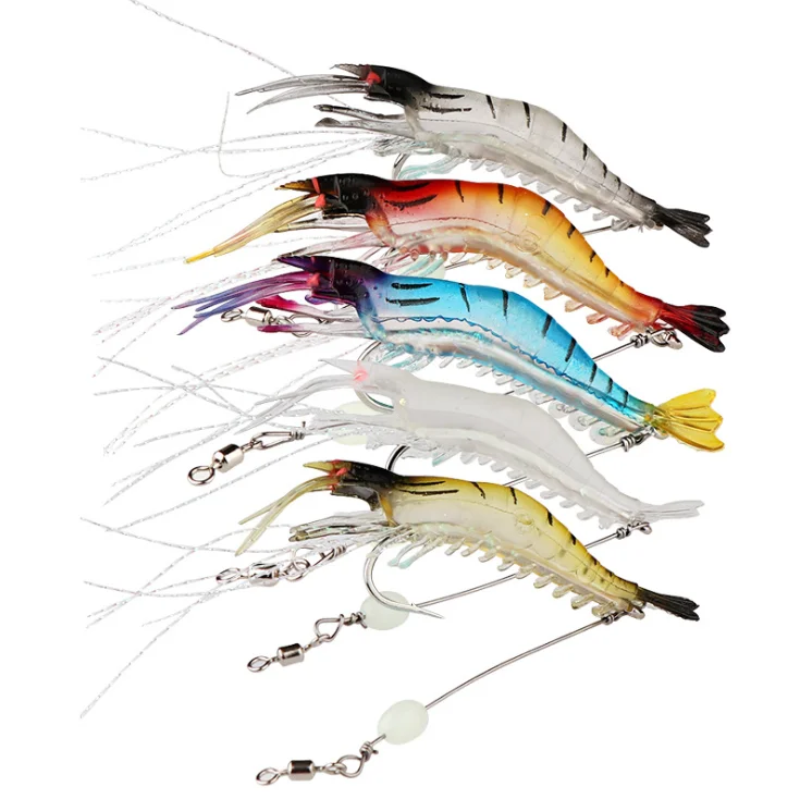 

STOCK AVAILABLE Fishing Lure Hook Bait Fishy Smell Soft Simulation Prawn Shrimp Soft Plastic Lure, Customized