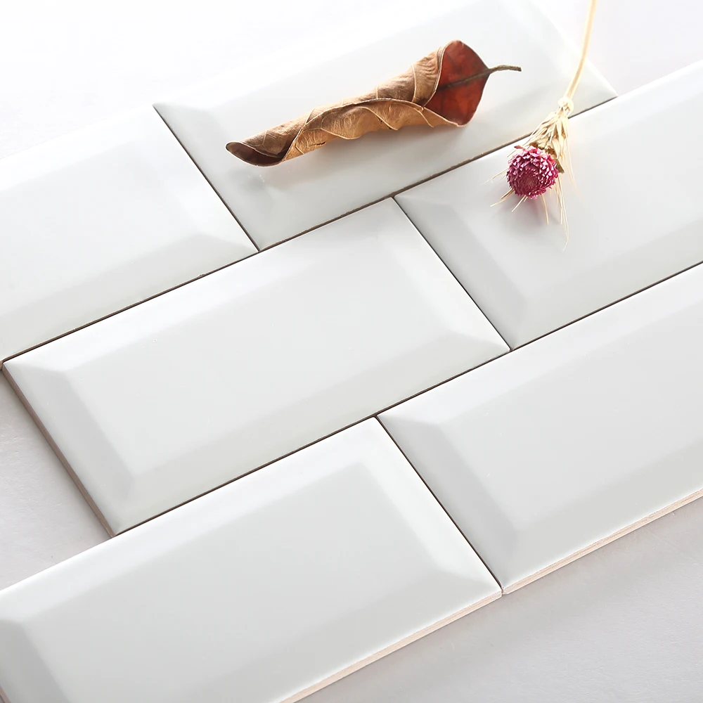 Cheap Bathroom Wall Backsplash Ceramic Subway Tile White Bevel Buy 7398