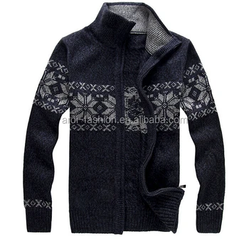 Men Snowflake Turtleneck Zip Up Norwegian Nordic Design Sweaters - Buy ...