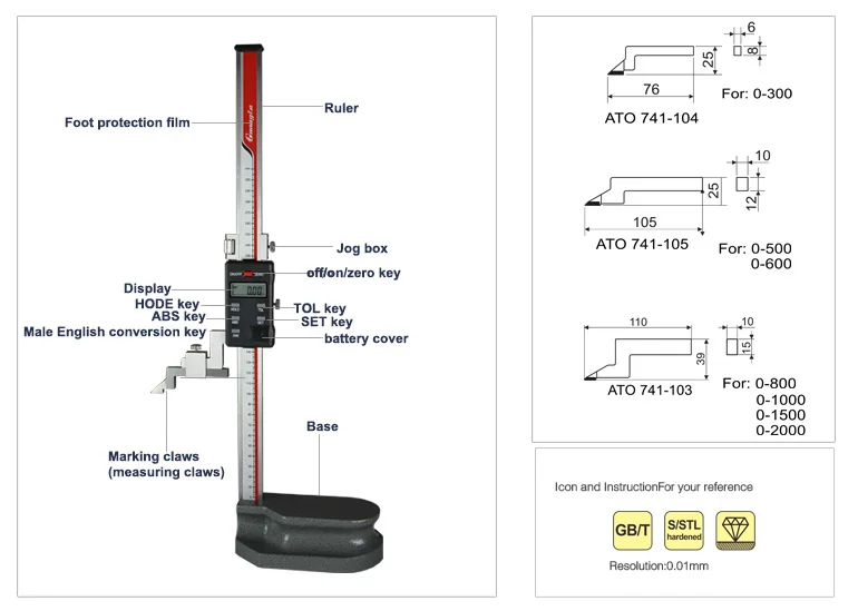 Vernier Height Gauge with Fine Adjustment - 1250 Series (Insize) | Cutwel -  Measuring Tool Supplier
