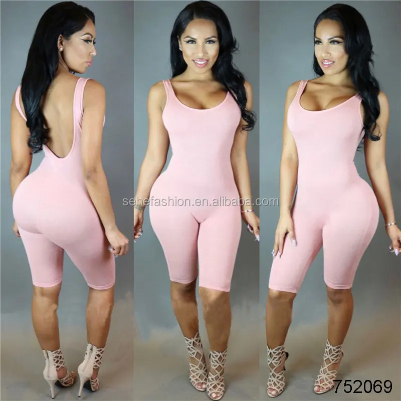 

Wholesale 2 colors sexy women clothes bodycon backless sports jumpsuits rompers