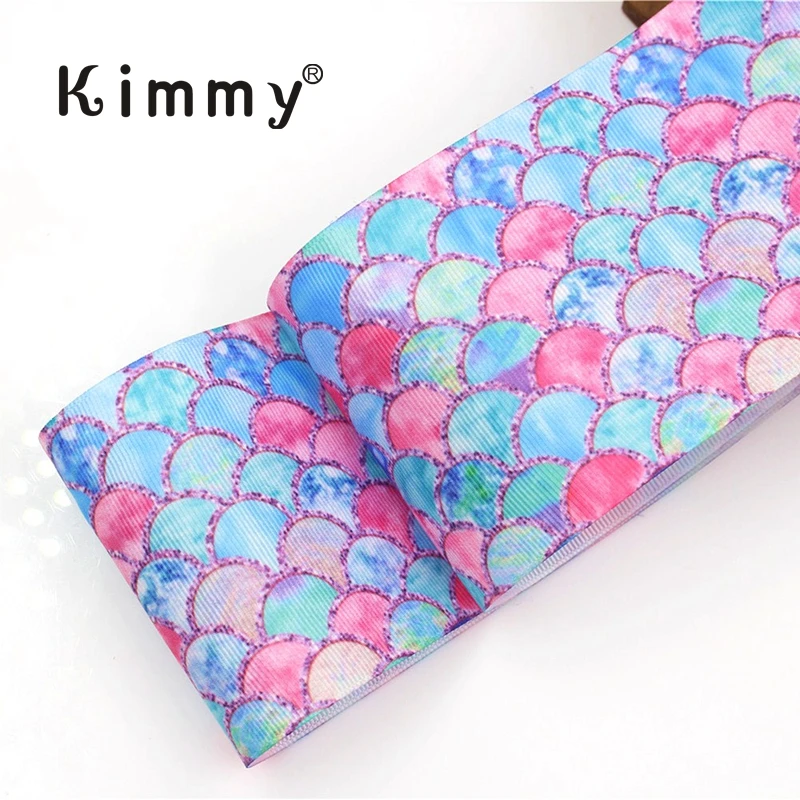 

Mermaid Fish Scale Sublimation Polyester grosgrain wrapping ribbon