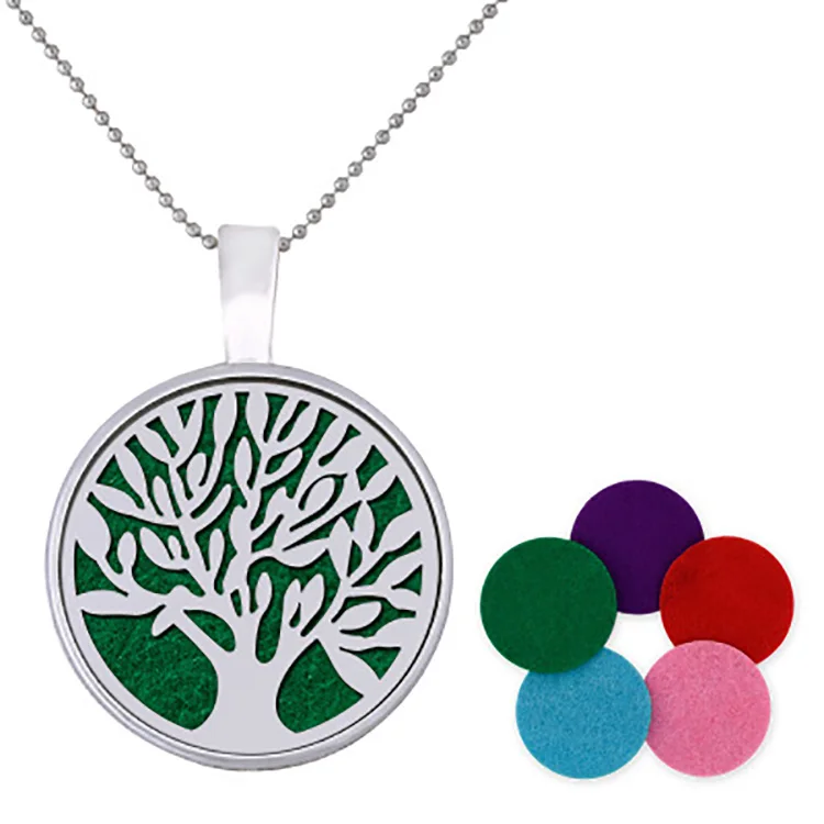 

Life Of Tree Pendant Necklaces Perfume Locket Essential Oil Diffuser Aromatherapy Necklace For Gift