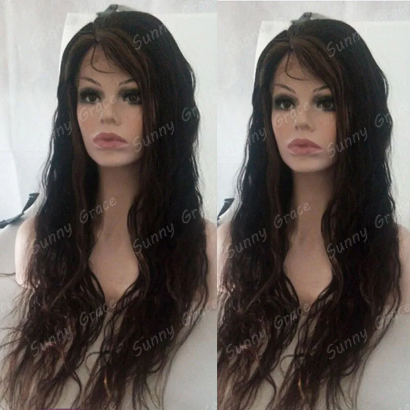 

New wigs 1B/2 face frame highlight Peruvian human hair wig 180 density Unprocessed virgin hair full lace wig, N/a