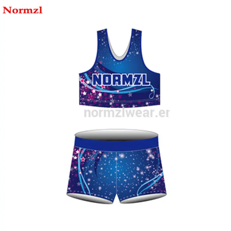 

Wholesale custom sublimation girl cheerleading uniforms women cheerleader costume sport bra top and shorts