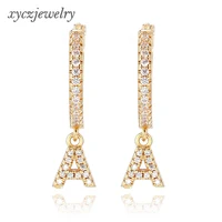 

Wholesale 2020 new gold-plated CZ Letter A to F Hoop Earrings