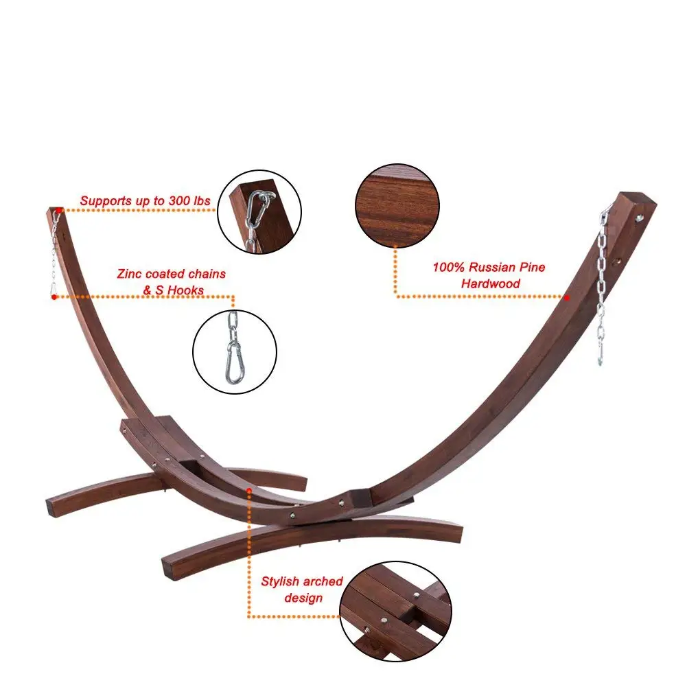 Wholesale Wooden Hammock Stand Russian Pine Wood Arc Hammock Stand