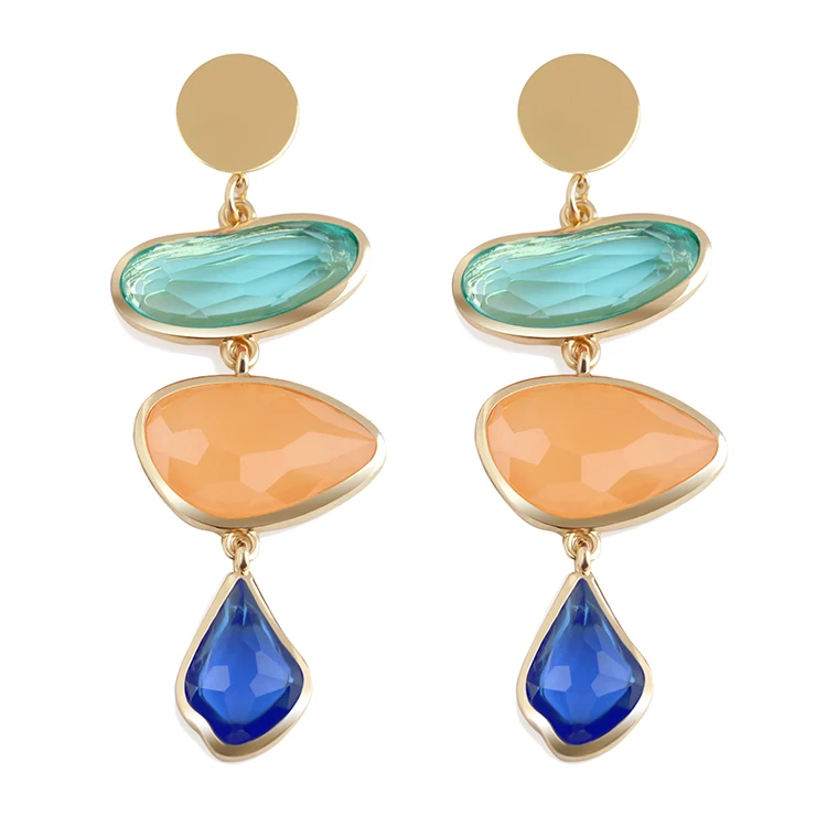 

Women Personalized Water Drop Resin Dangle Earring Accessories Imitation Nature Stone Crystal Drop Earrings (KDR023), Same as the picture