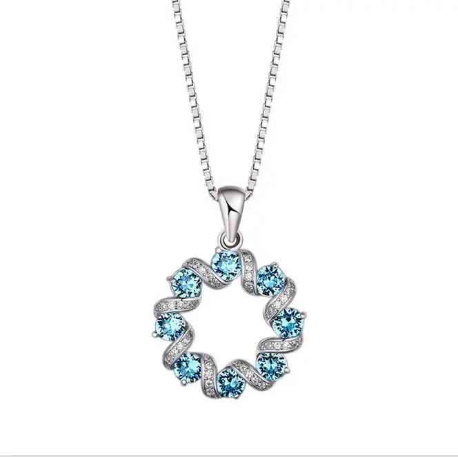

Fine jewelry 100% 925 Sterling Silver A wreath crystal necklace Free shipping, N/a