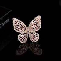 

Latest Design resizable Micro Pave rose gold adjustable butterfly cuff Ring