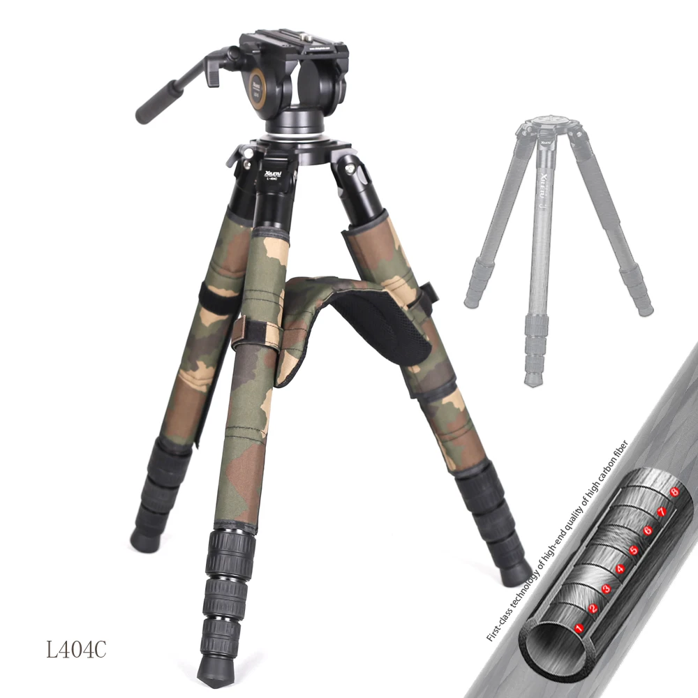 

XILETU L404C+Shoulder Professional Photographic Equipment Carbon Fiber Tripod Camo Hunting Tripod, Black