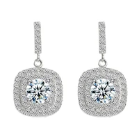 

Custom handmade drop CZ diamond real sterling 925 silver plated studs earrings jewelry women