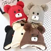 Korean Autumn winter knitted plus velvet warm hat men and women baby knit hat cartoon bear baby cute hat