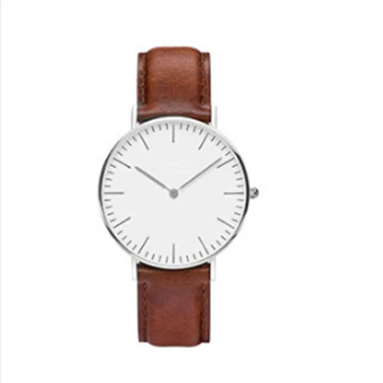 

Simple Style Quartz Movement Water Resistant Smart Watch Leather Wrist Watches For Men, Camel