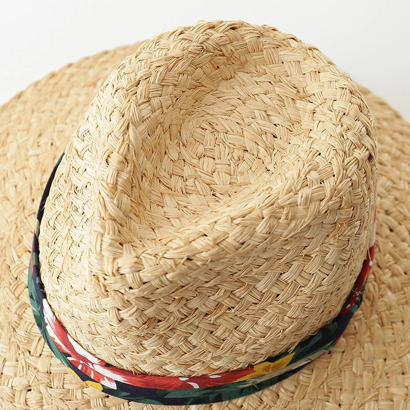 Natural Straw Raffia Wide Brim Panama Fedora Hat For Men Buy Raffia