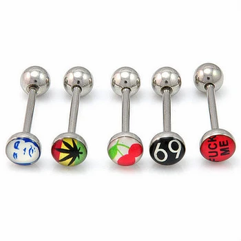 316l Surgical Steel Custom Magnetic Tongue Piercing Logo Tongue Rings ...