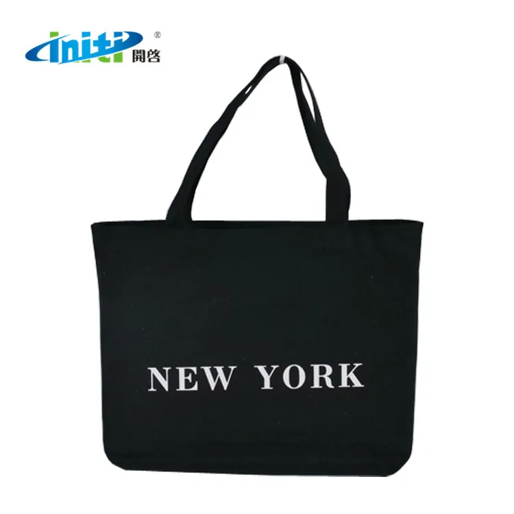 

14oz Eco-friendly RPET Reusable Custom Black Color Canvas Tote Bags