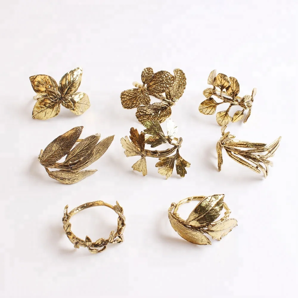 

Herb Napkin Rings for Eight, Gold