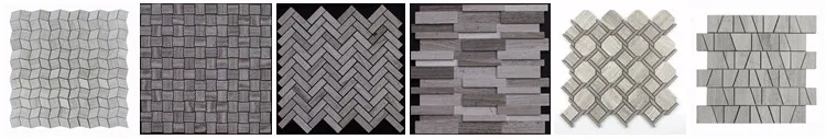 Strip Shape Wooden White Marble Wall Backsplash Mosaic Tile