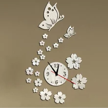 2015 new hot acrylic clocks watch wall clock modern design 3d crystal mirror watches home decoration living room free shipping