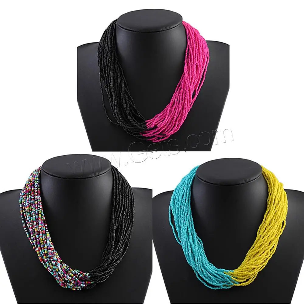 

Glass Seed Beads Necklace with 7cm extender chain for woman 500mm Length:Approx 19.5 Inch 1246842