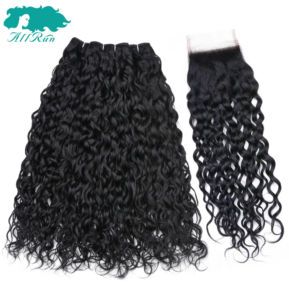 

Factory wholesale cuticle aligned human hair indian water wave, Natural colors