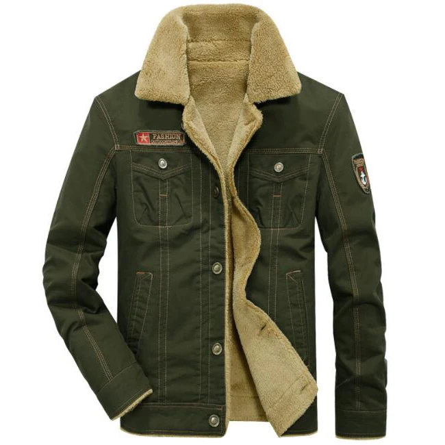 

Branded design good quality man coat plus size  outerwear cotton fur lining mens fashion jacket, Black;khaki;army green