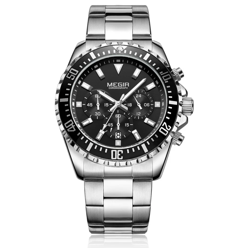 

Top Brand Luxury Chronograph Quartz Watch Men Fashion Mens Watches 24 hour Steel Dress Sport Wristwatch relojes hombre, Black;gold;sliver