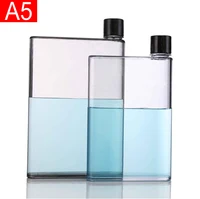 

Hot sale BPA free plastic notebook bottle clear acrylic A5 A6 380/450ml water-proof flat bottle