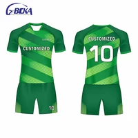 

High quality Wholesale custom sublimated green soccer uniform