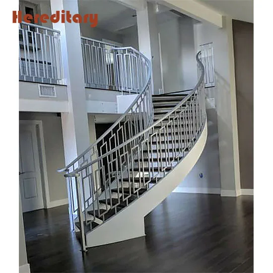 Wooden Steps Mono Stringer Curved Staircases With Open Riser Aluminum