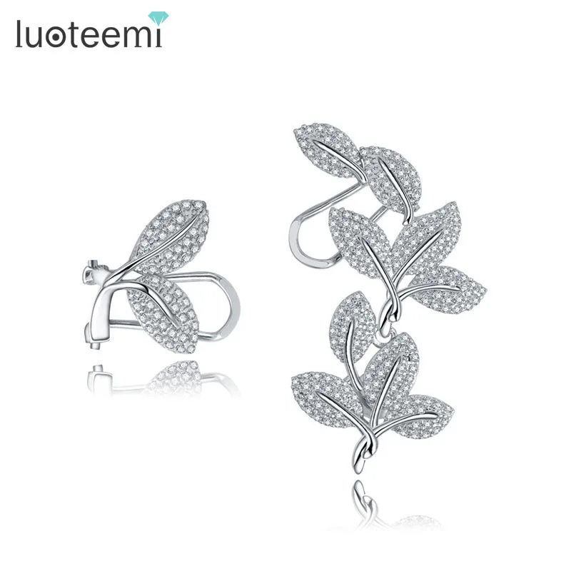 

LUOTEEMI Wholesale 2017 Fashion Jewelry Luxury Silver Plated Creative Women Cubic Zirconia Cuff Clip Cartilage Earrings, N/a