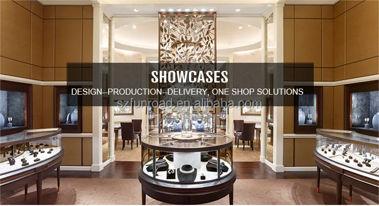 High End Customized Retail Jewelry shop interior showcase design Jewelry Display Counter With Spot Lights