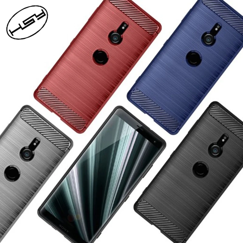 

Amazon Best Seller For Sony Xperia XZ3 Back Cover Soft Mobile Phone Case Silicone Brushed Carbon Fiber TPU Case, Black,red,gray,navy