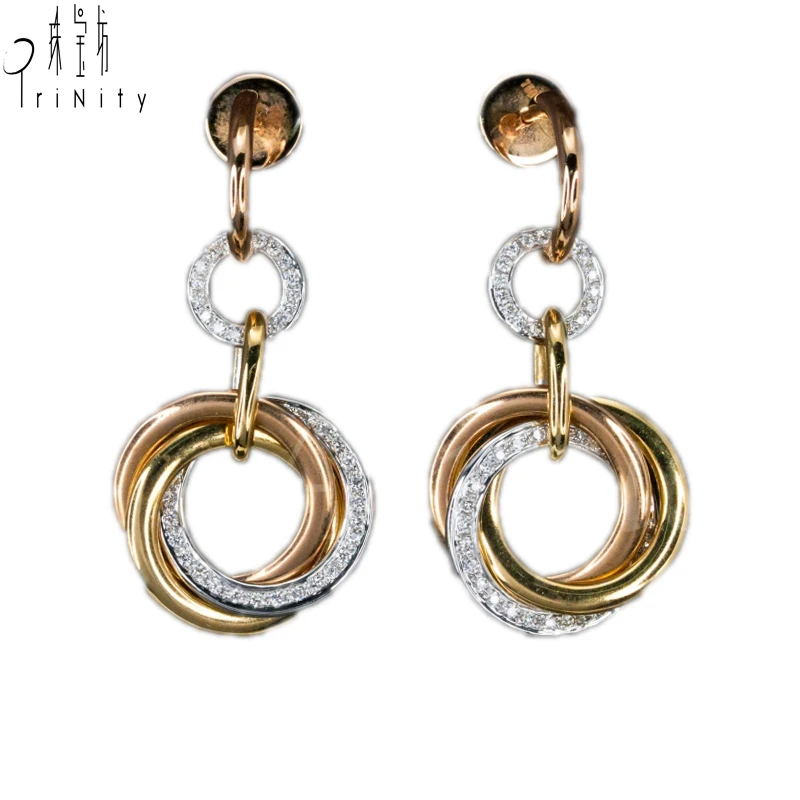 

Latest Large Gold Diamond Heavy Hanging Drop Earrings Round Designs For Girls Women Real Diamond 18k Rose Gold Earrings Jewelry