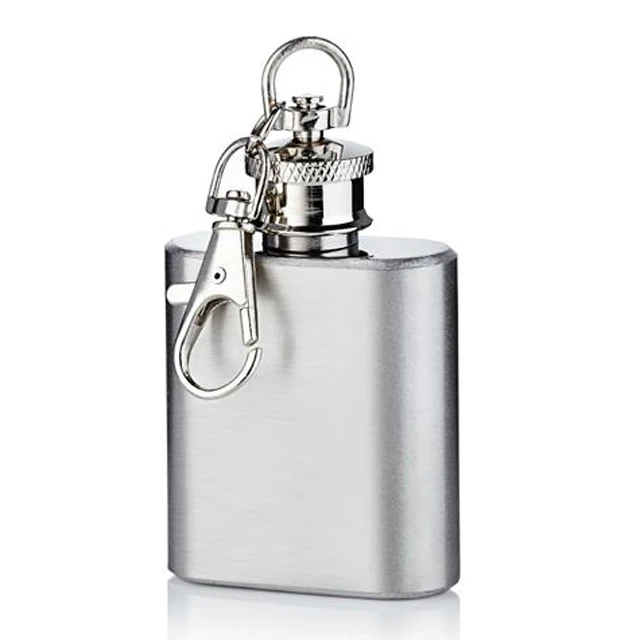 

1OZ mini wine bottle with key chain, 304 stainless steel portable hip flask keychain