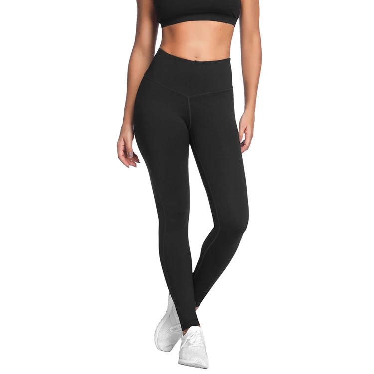 

Custom Private Label Elasticity Black Solid Color High Waisted Ladies Yoga Pants