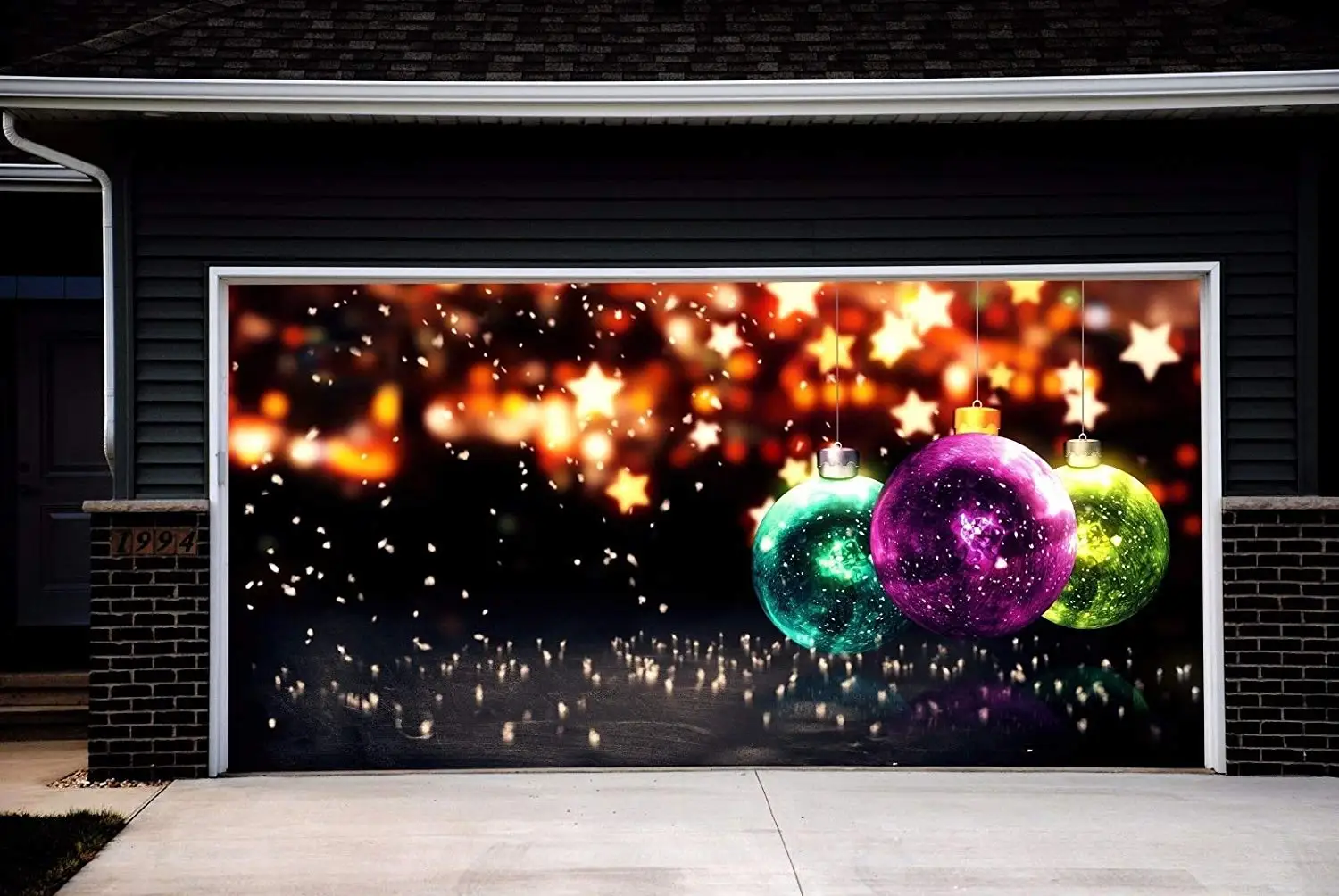 Buy WallTattooHome Colorful Christmas Balls Banners for 2 Car Garage