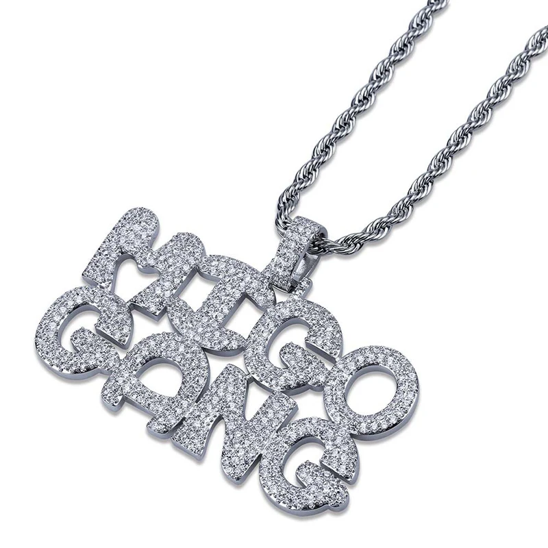 

iced out micro pave CZ bling sterling silver plated letter pendant necklace