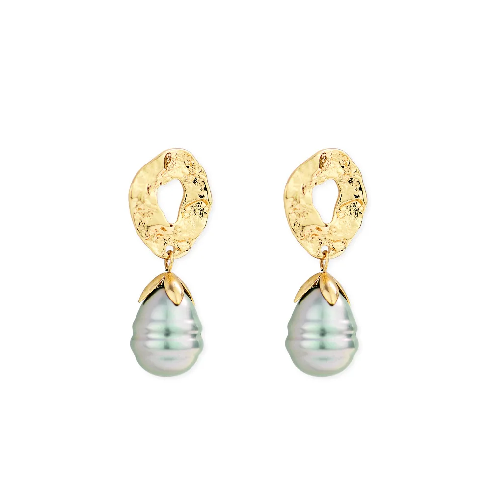 

Gold irregular creative earrings jewelry simple design pearl drop earring (KER362), Same as the picture