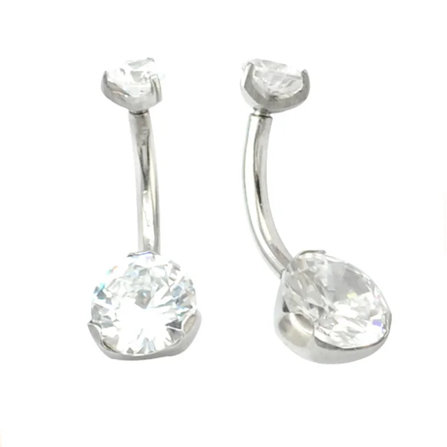 

316L Surgical Steel White Gemed Fake Belly Button Ring Body Jewellery, Color as the pictures or as you like