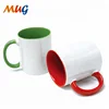 high quality zibo factory 11oz White Sublimation Ceramic Mug with Inner Coating And Colored Handle