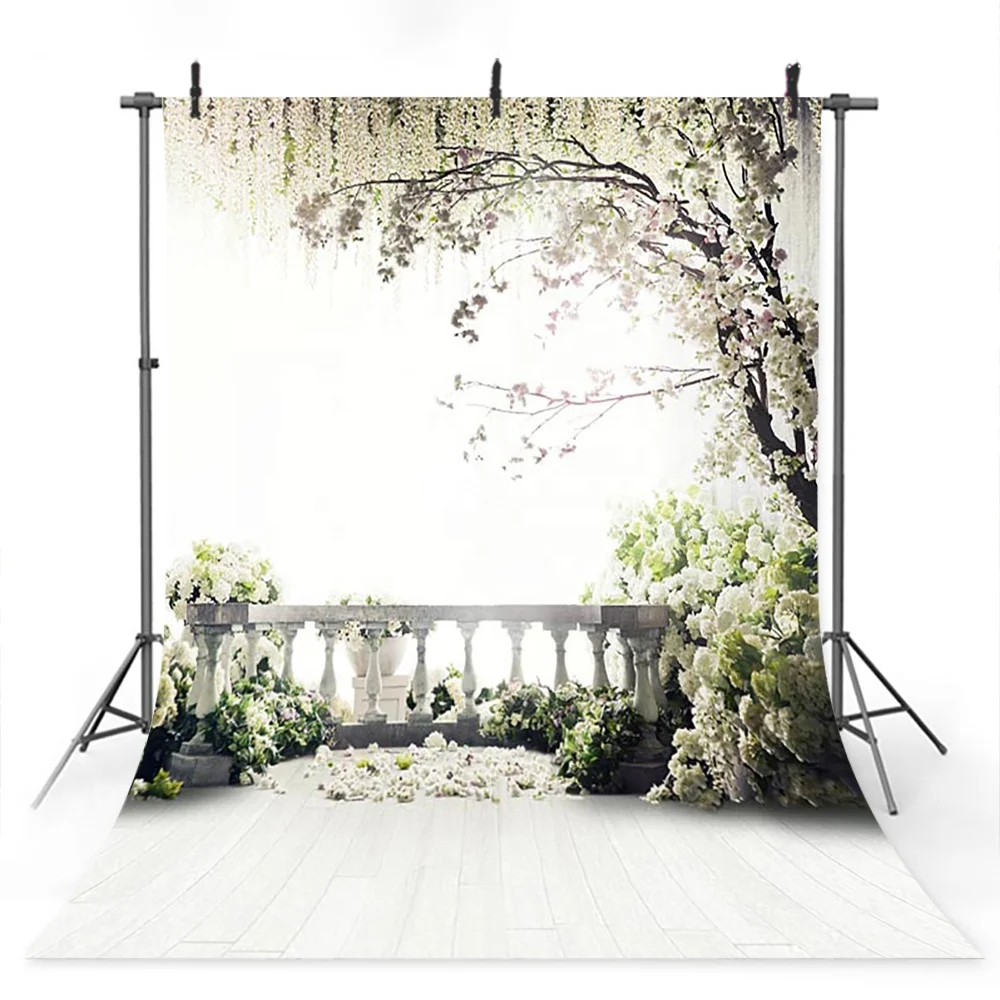 

Flowers Wedding Birthday Party White Newborn Bridal Shower Photography Backdrop, Customized